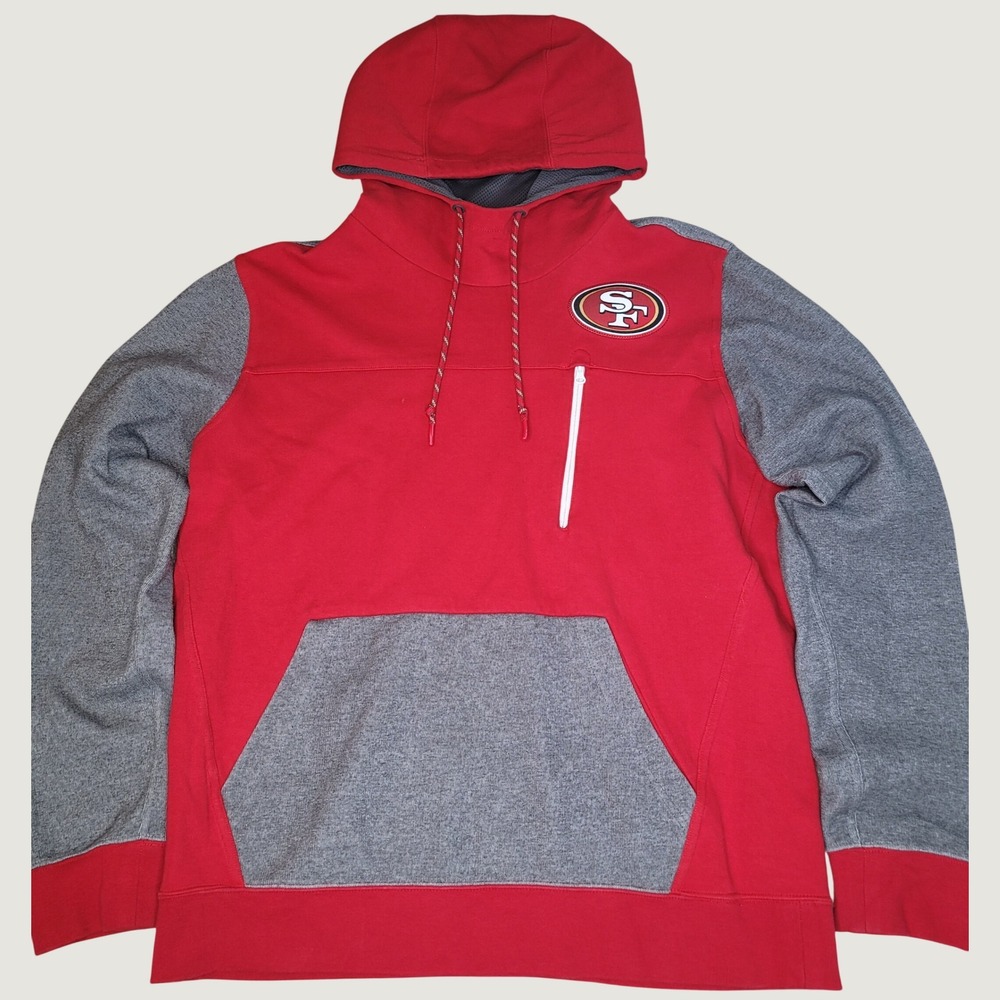 Nike NFL San Francisco 49ers Hoodie Mens Large Red Grey Colorblock 747593-687